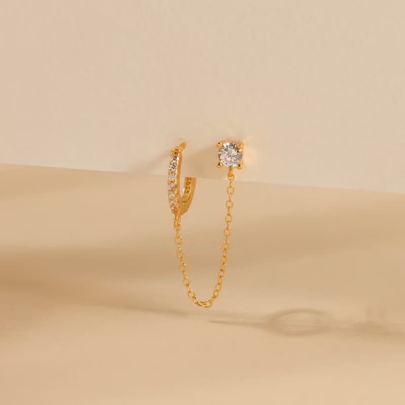 s925銀流蘇設計 鏈條耳釘 連體耳釘 女生耳釘耳環 可戴睡覺