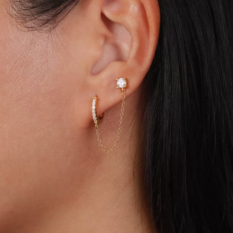 s925銀流蘇設計 鏈條耳釘 連體耳釘 女生耳釘耳環 可戴睡覺