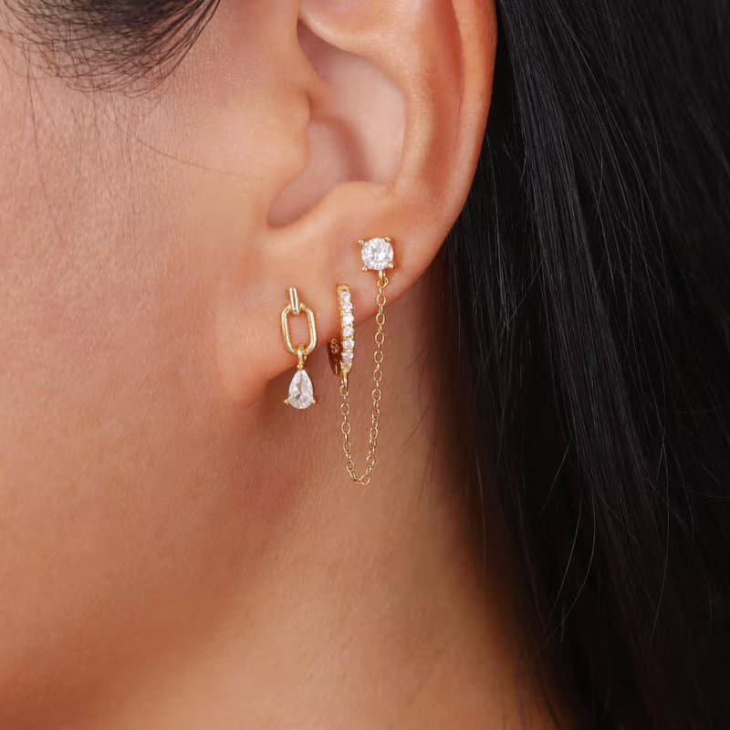 s925銀流蘇設計 鏈條耳釘 連體耳釘 女生耳釘耳環 可戴睡覺