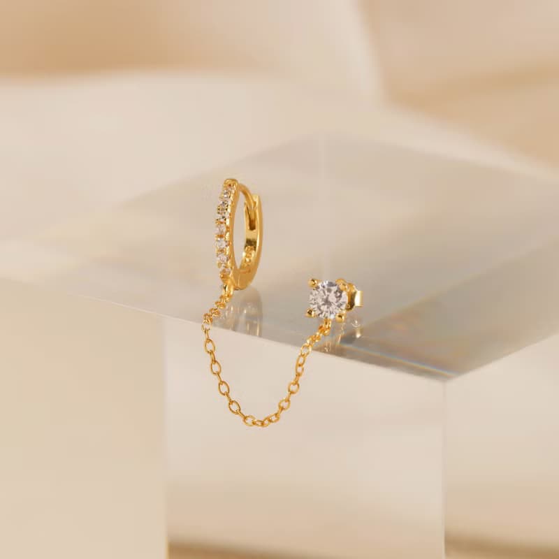 s925銀流蘇設計 鏈條耳釘 連體耳釘 女生耳釘耳環 可戴睡覺