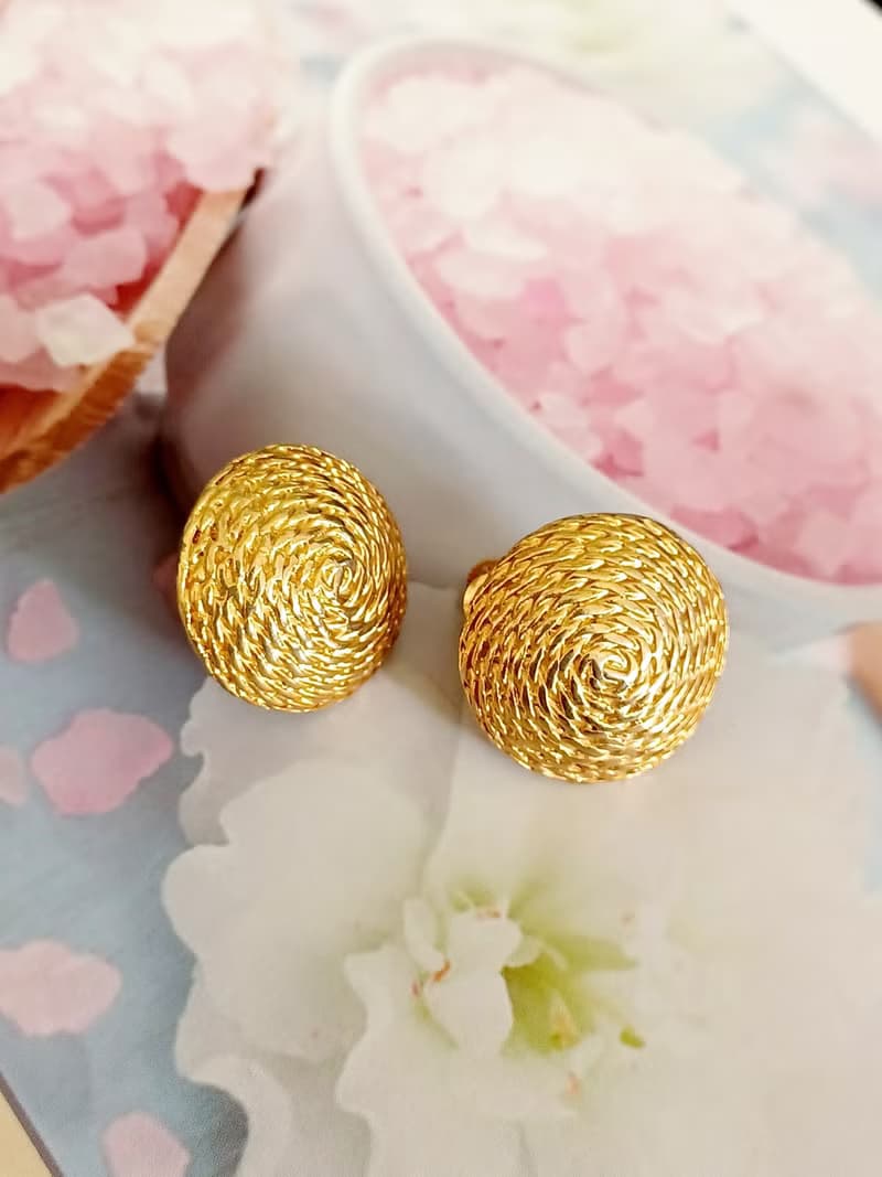 vintage jewelry  古典金屬藤編紋夾式耳環