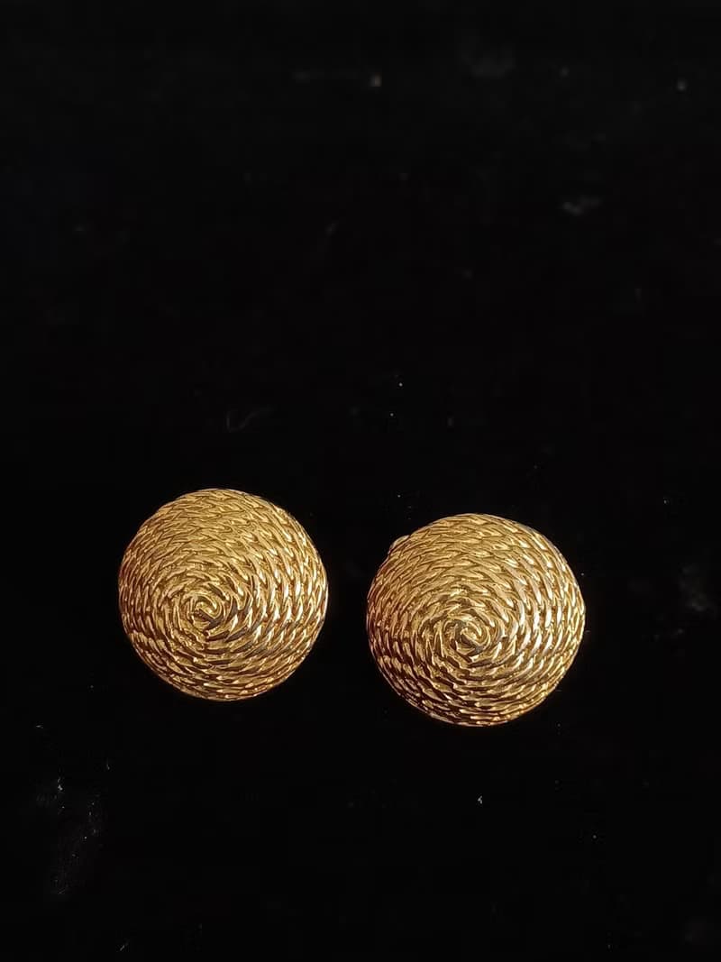 vintage jewelry  古典金屬藤編紋夾式耳環
