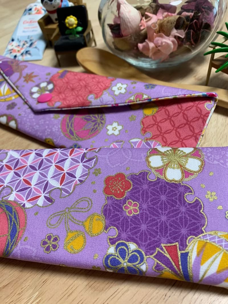 文青風環保純棉筷袋 浪漫金球 浪漫紫 完美生活  日本 潮物 收納