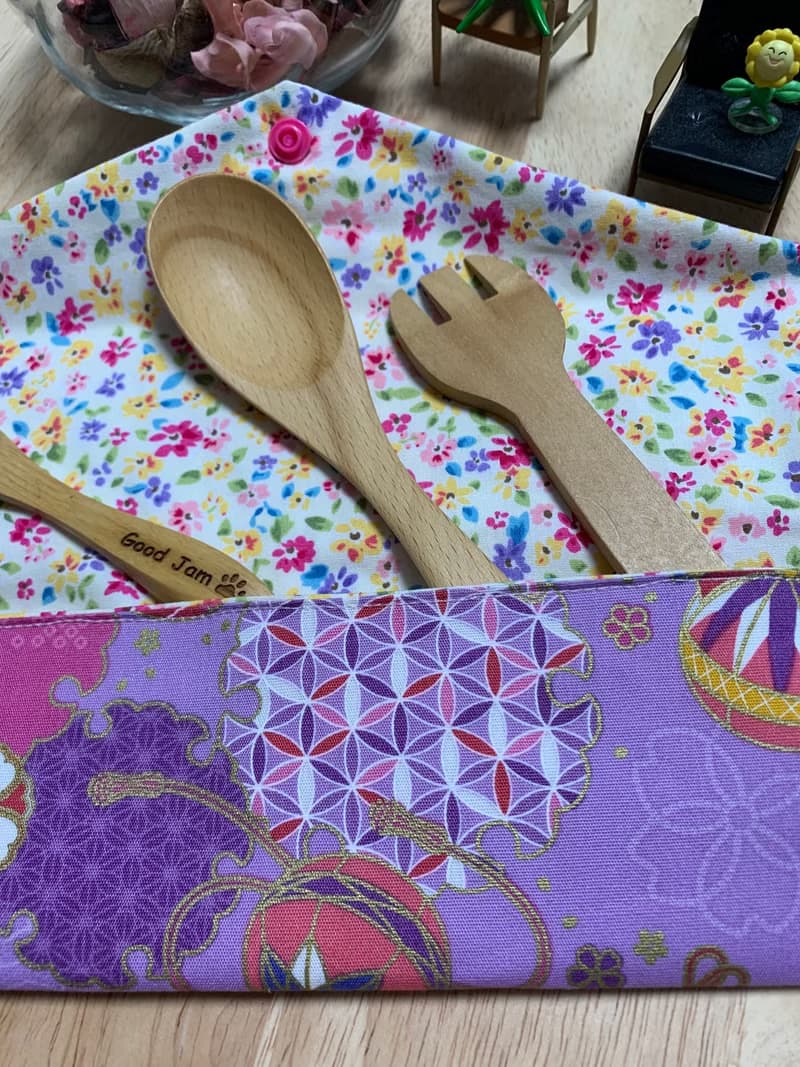 文青風環保純棉筷袋 浪漫金球 浪漫紫 完美生活  日本 潮物 收納