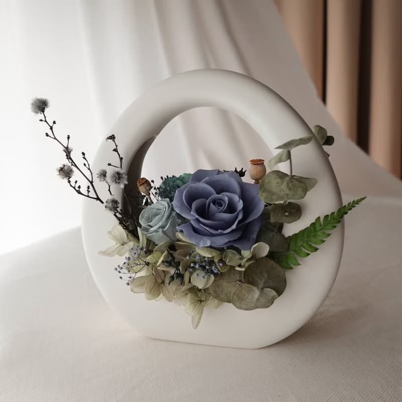 永生花特色O型小提籃-藏青色