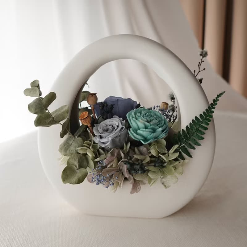 永生花特色O型小提籃-藏青色