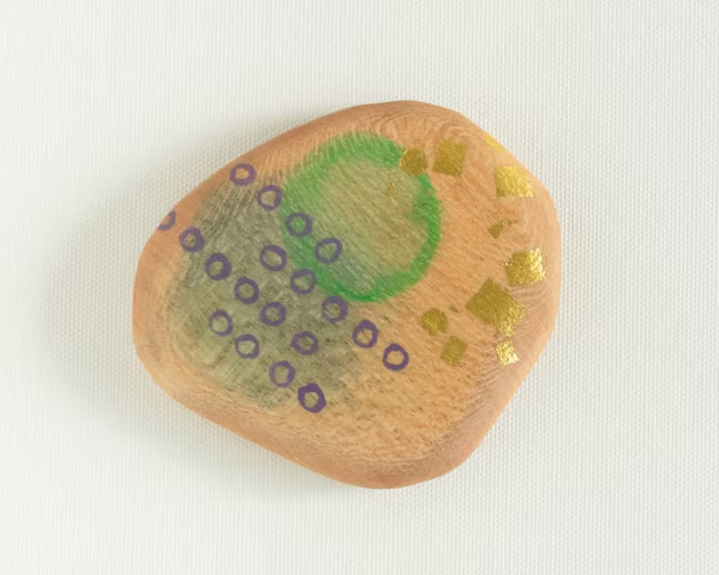 Abstract Hand Painted Wood Pocket Mirror (green)