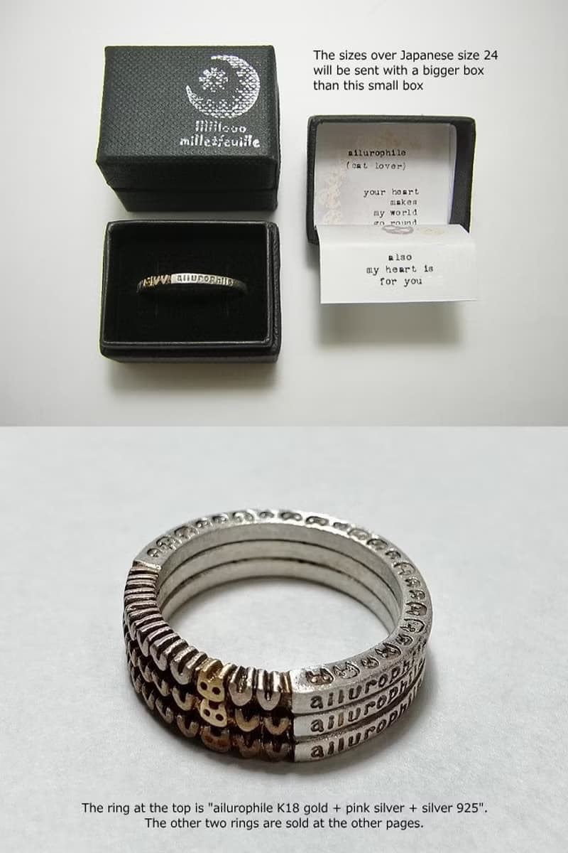 ailurophile K18 gold+pink silver+silver 925 ( mille+-feuille ) 2~28号 ( １つの価格 ) 貓