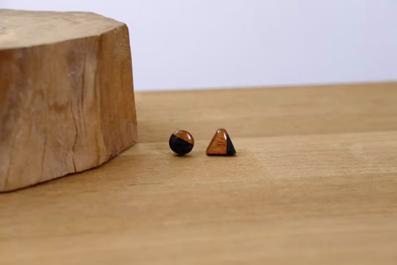 【黑暗耳釘】木作工藝 / 木作飾品 / 耳釘 / 樹脂材質 / 女孩配件