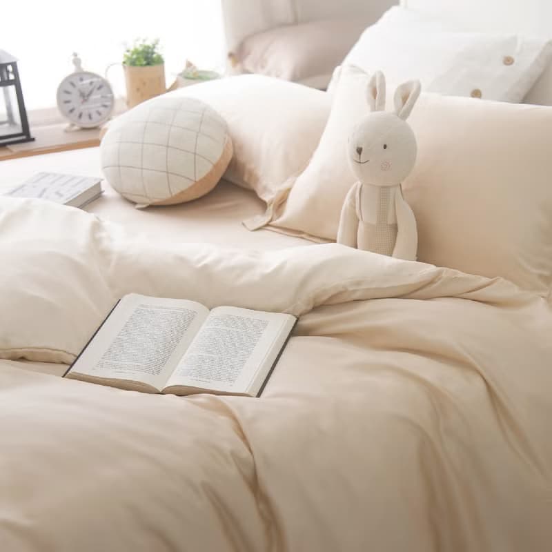 TL2000奶茶X奶油黃/300織天絲萊賽爾床包枕套/床包被套組/ 台灣製