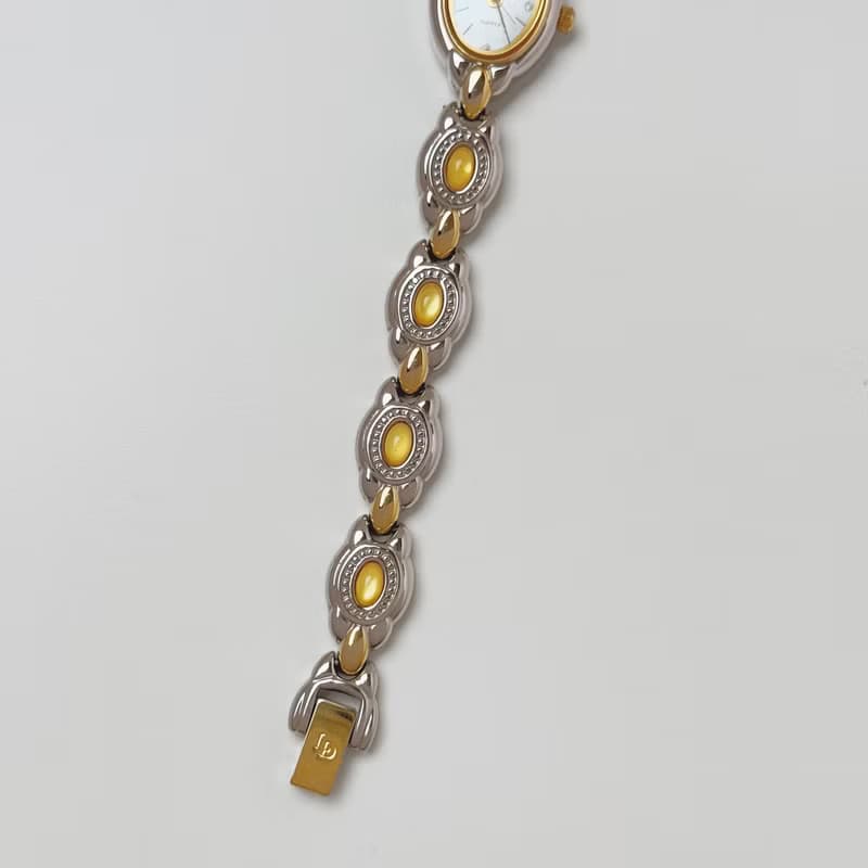 Louis Domar Paris Two Tone With Yellow Stone Bracelet Watch