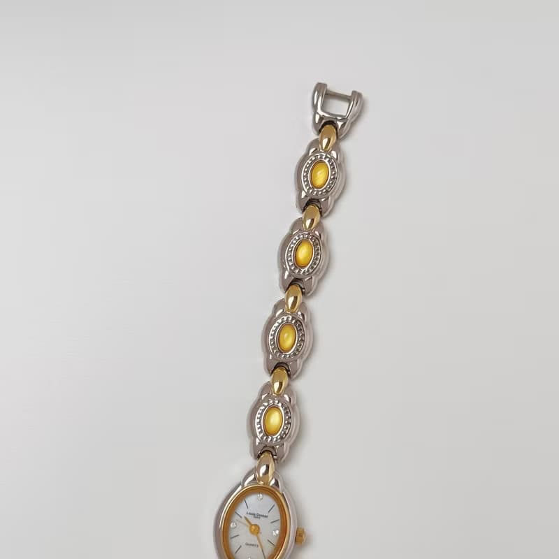 Louis Domar Paris Two Tone With Yellow Stone Bracelet Watch
