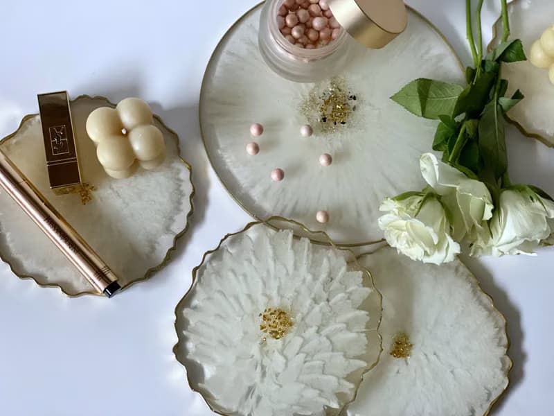 Resin flower set. Wedding gift for kitchen decoration 托盤餐盤 掛畫 杯墊 結婚禮物 托盤