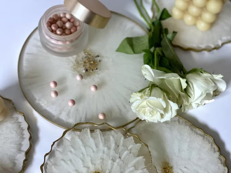 Resin flower set. Wedding gift for kitchen decoration 托盤餐盤 掛畫 杯墊 結婚禮物 托盤