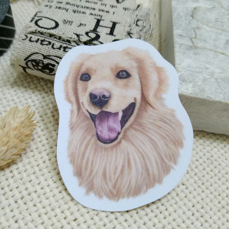 黃金獵犬-燦笑-防水車貼-防水貼紙-安全帽貼紙