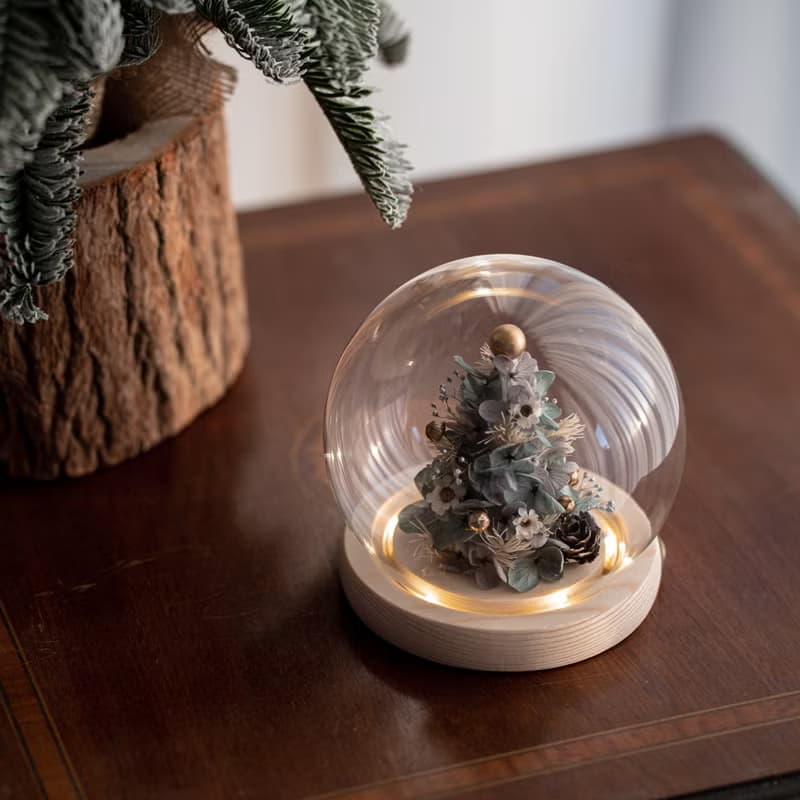 莫藍迪薄青色小聖誕樹夜燈 交換禮物 不凋花 聖誕樹 小夜燈 擺飾