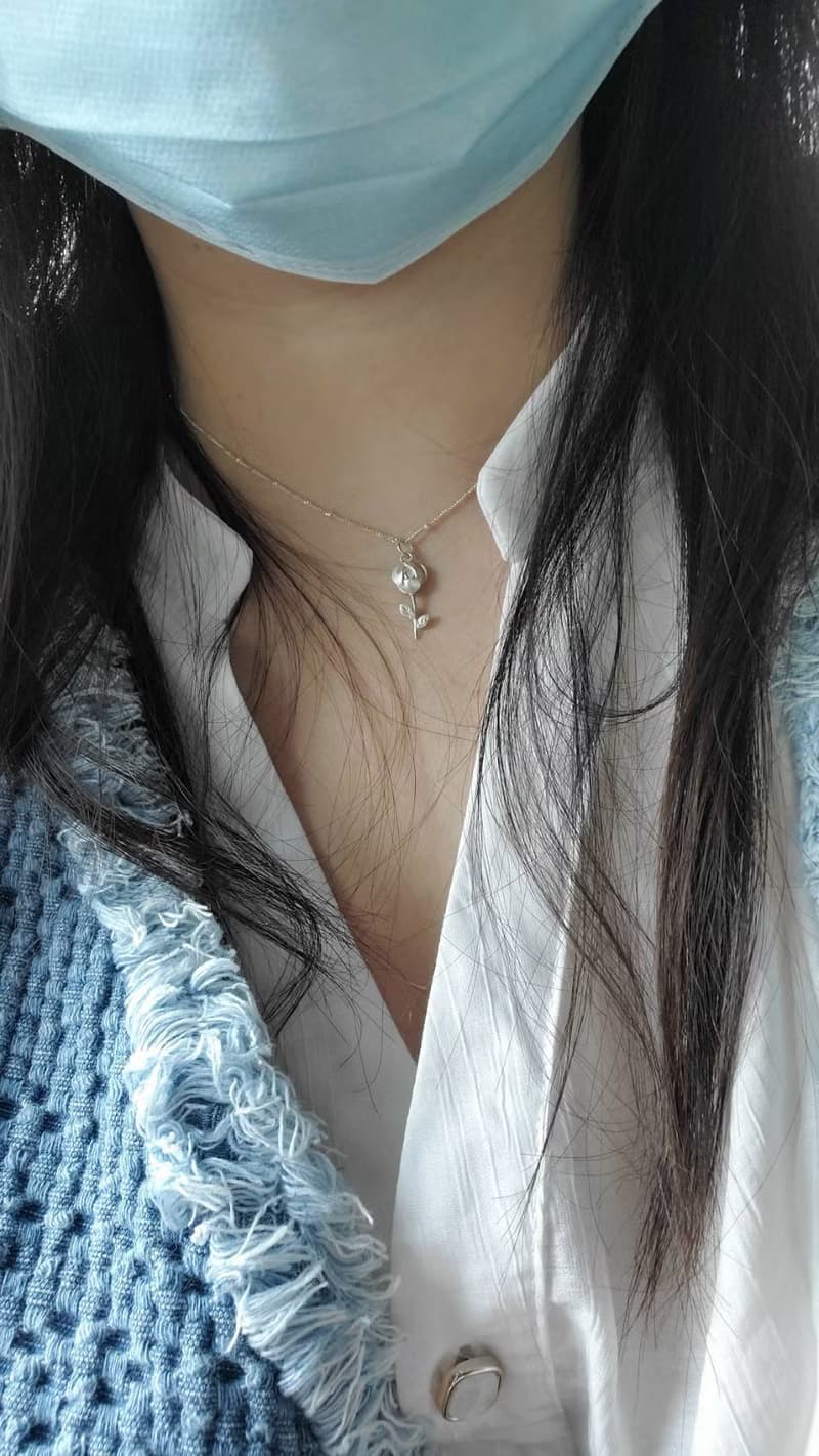玫瑰花 - 純銀項鍊 兩面配戴