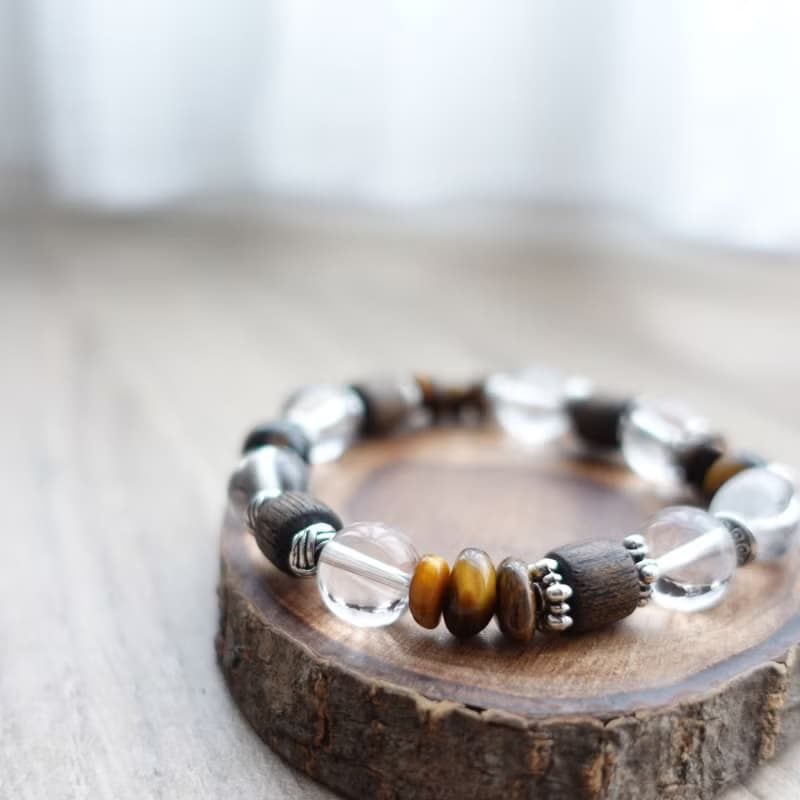 腕間生香 心自有光 沉香 白水晶 虎眼石 能量水晶系列