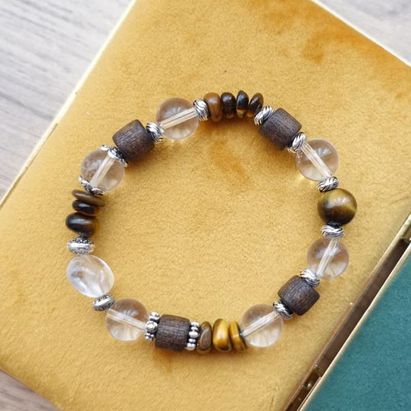 腕間生香 心自有光 沉香 白水晶 虎眼石 能量水晶系列