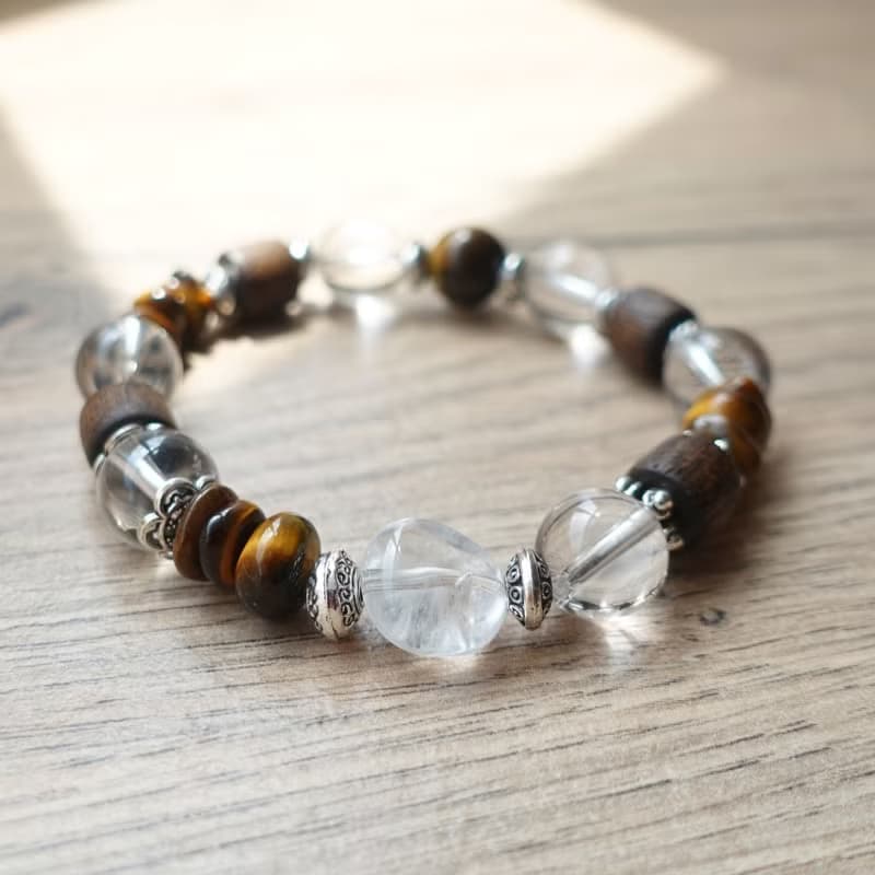 腕間生香 心自有光 沉香 白水晶 虎眼石 能量水晶系列