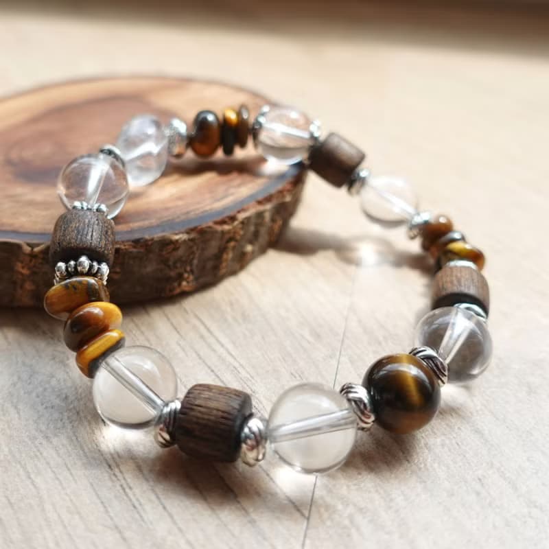 腕間生香 心自有光 沉香 白水晶 虎眼石 能量水晶系列