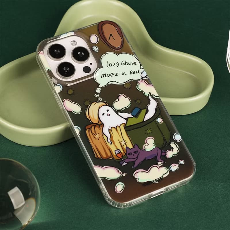 慵懶擺爛享受泡泡浴 小幽靈 iPhone 手機殼