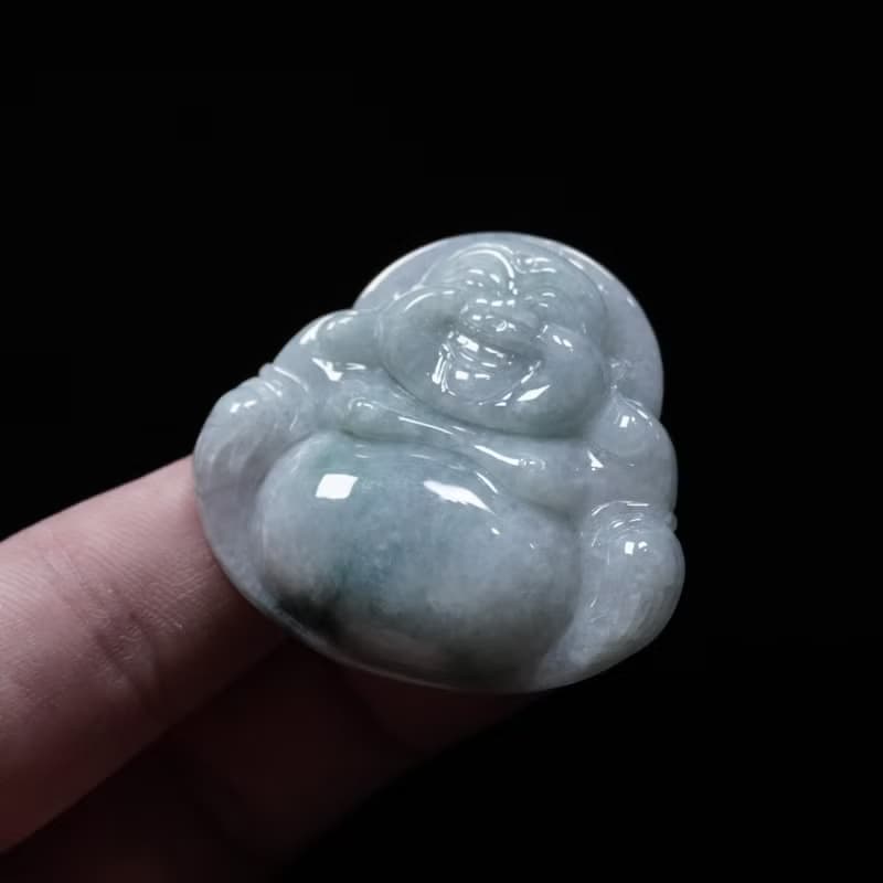 飄藍花翡翠彌勒佛 | 天然緬甸玉翡翠A貨 | 送禮