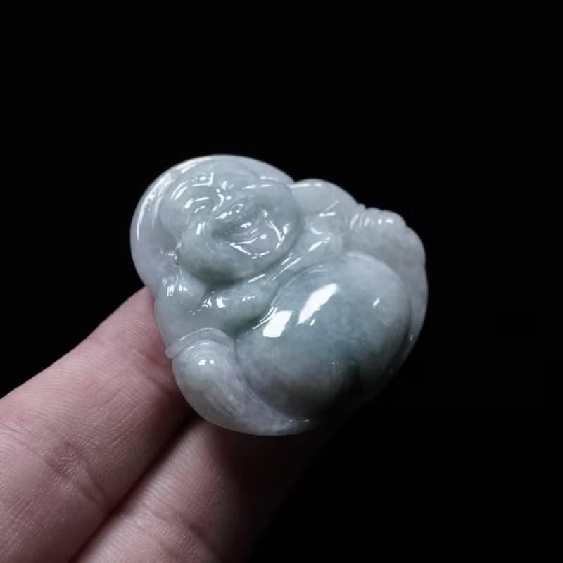 飄藍花翡翠彌勒佛 | 天然緬甸玉翡翠A貨 | 送禮