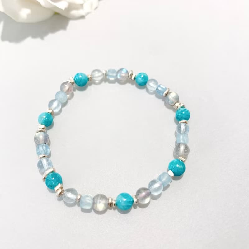 Ops Amazonite bracelet-天河石/海水藍寶/純銀/拉長石/幸運/手鍊
