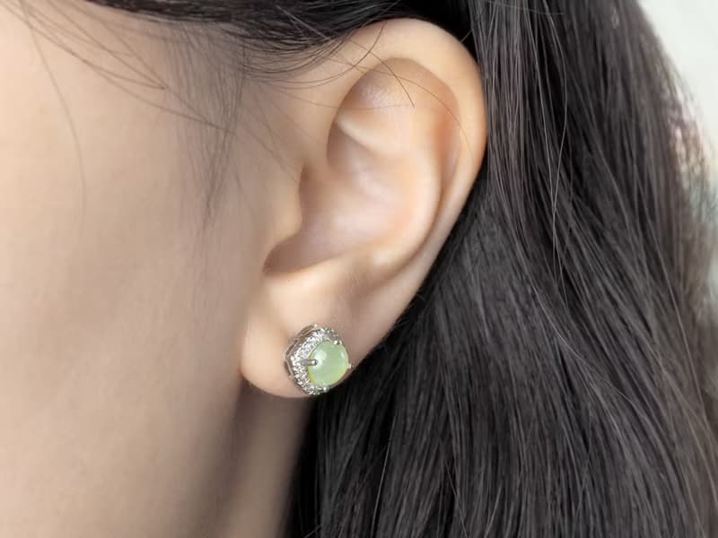 冰種緬甸玉耳環 / 925純銀 | 天然A貨翡翠耳環