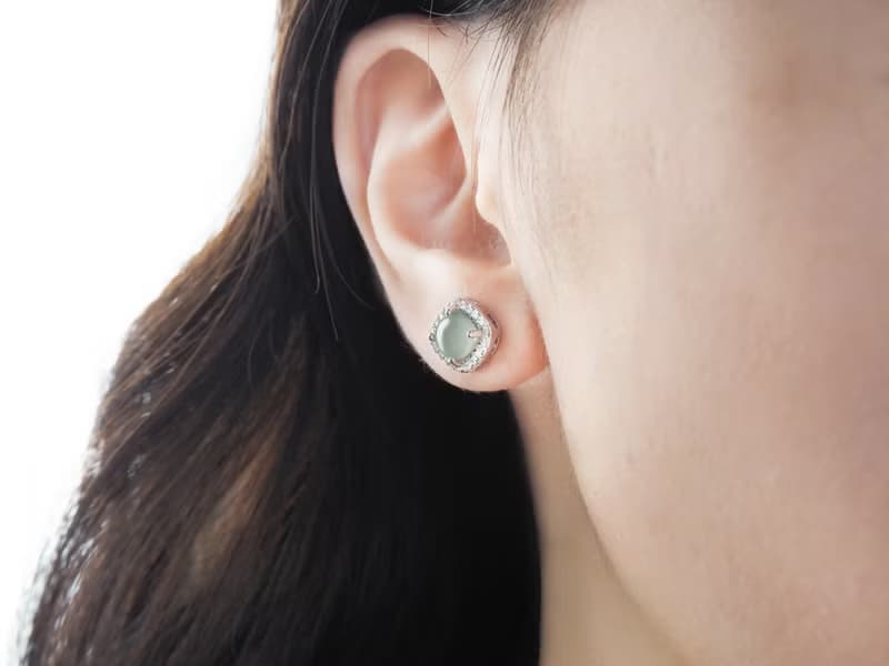 冰種緬甸玉耳環 / 925純銀 | 天然A貨翡翠耳環