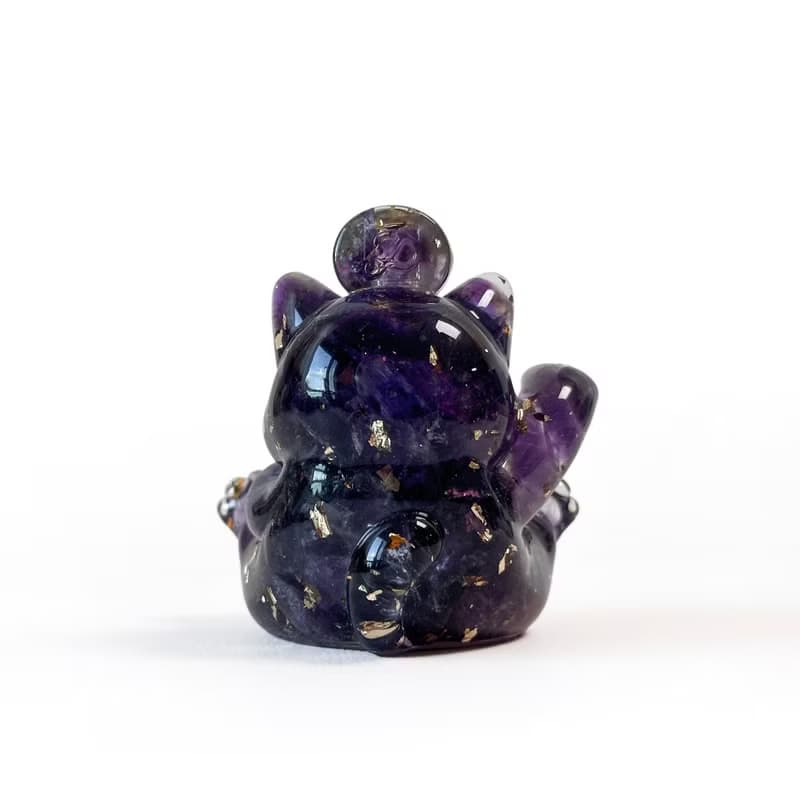 水晶 旺福貓 旺財貓 圓形燈座組 | 天然石擺飾 | 生日 聖誕禮盒