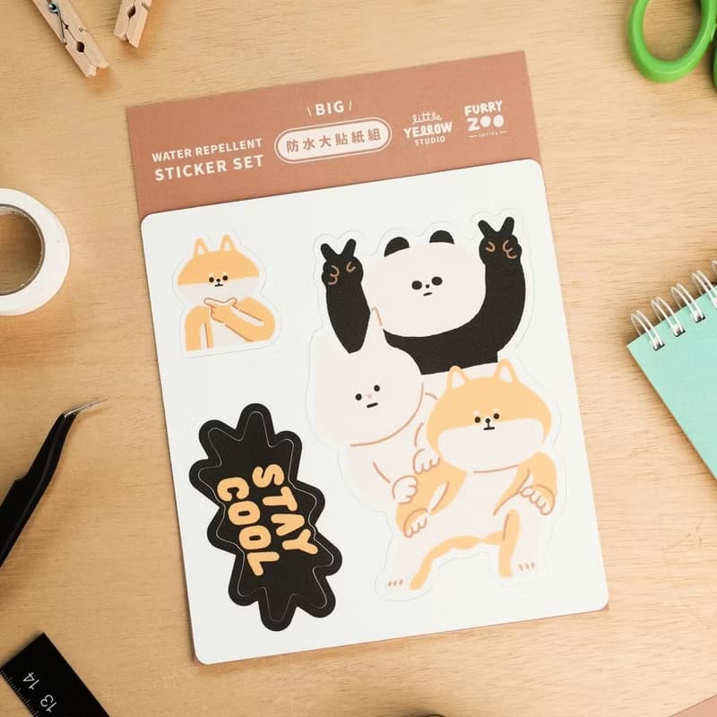 Furry Zoo 防水 大貼紙組 行李貼 防水耐曬 - 柴犬三寶