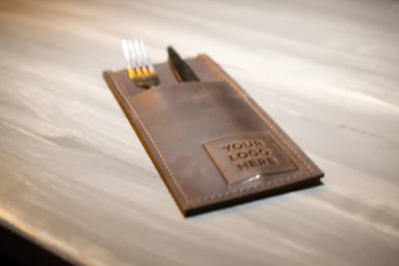 手工製作的竹製餐具皮革餐具架 環保可重複使用