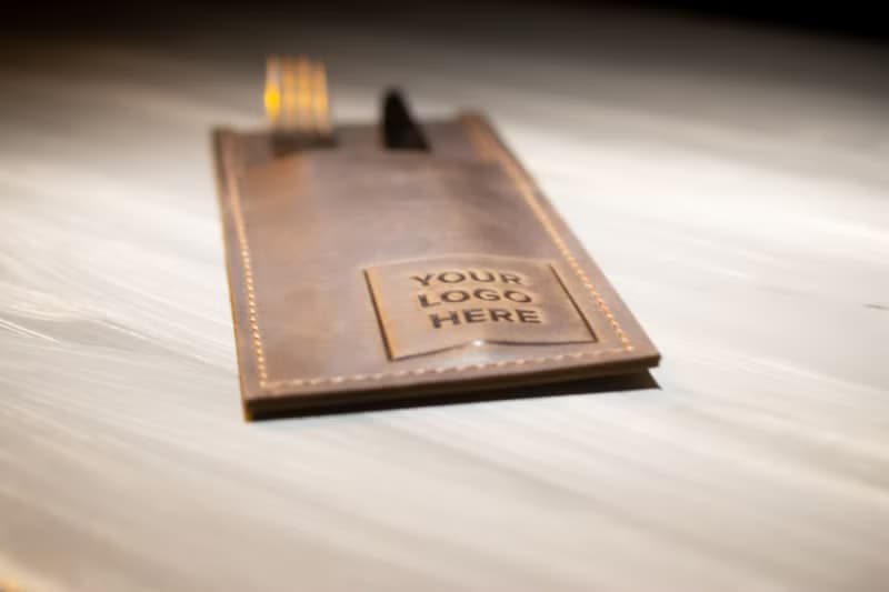 手工製作的竹製餐具皮革餐具架 環保可重複使用