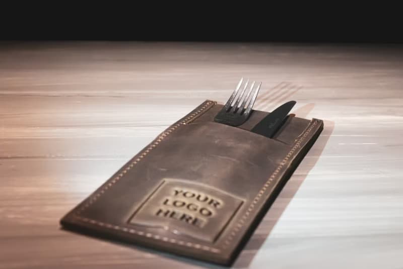 手工製作的竹製餐具皮革餐具架 環保可重複使用