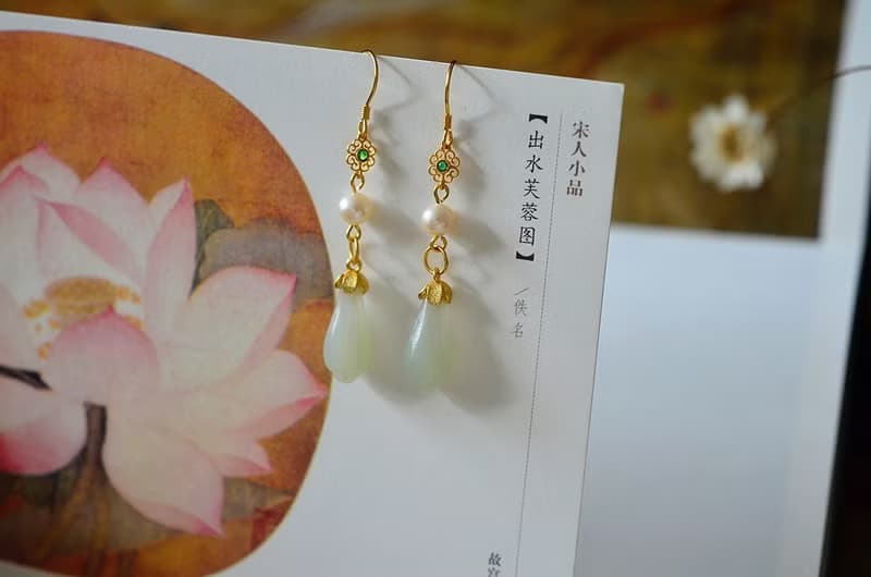 沁蘭  溫柔唯美的和田玉玉蘭花耳墜耳環耳飾