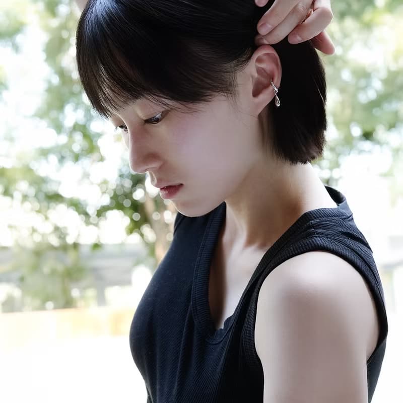 【禮物】水滴垂吊 無痛耳骨夾 中性男女耳飾イヤーカフ