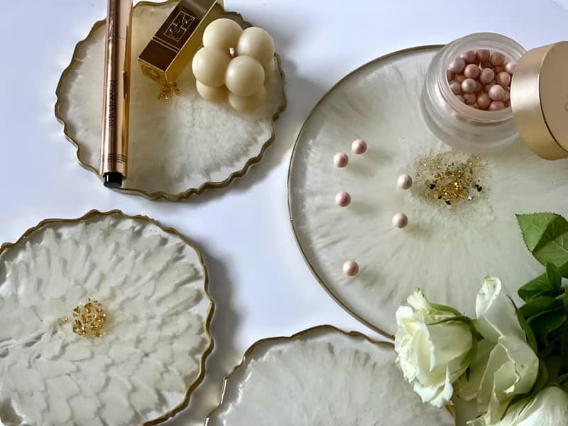 Resin 3d flower set. Wedding gift for kitchen decoration 托盤餐盤 掛畫 杯墊 結婚禮物 托盤