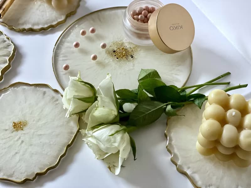 Resin 3d flower set. Wedding gift for kitchen decoration 托盤餐盤 掛畫 杯墊 結婚禮物 托盤