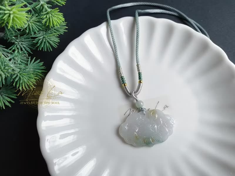 天然緬甸玉 三彩翡翠 如意牡丹 吊墜 牡丹花 花開富貴 禮物 項鍊