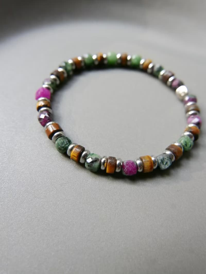 量身訂製/醫療鋼/天然石手鍊/紅綠寶/黃虎眼石