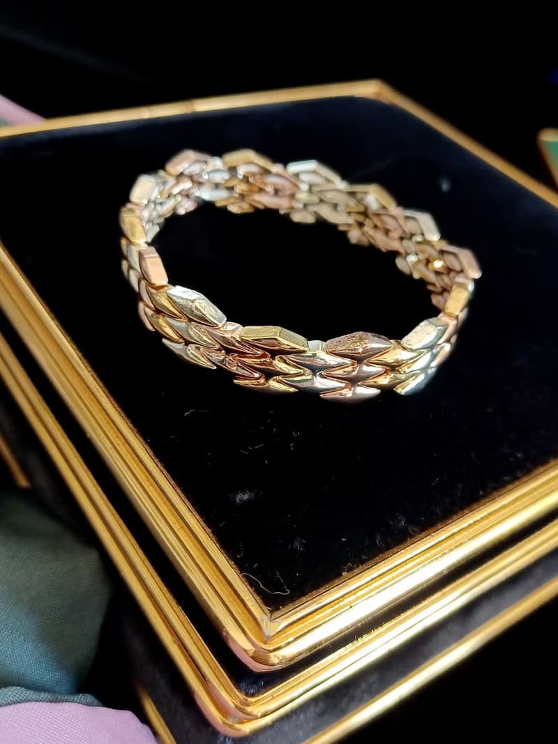 vintage jewelry NAPIER 三色金彈性手鍊
