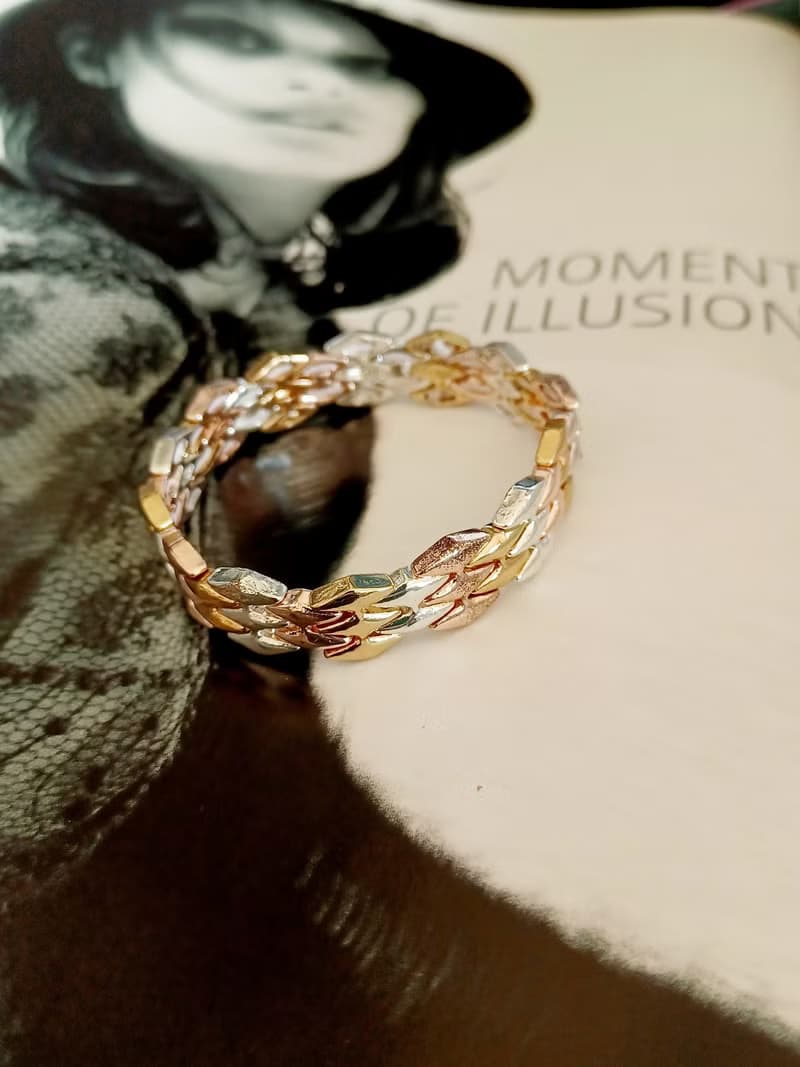 vintage jewelry NAPIER 三色金彈性手鍊