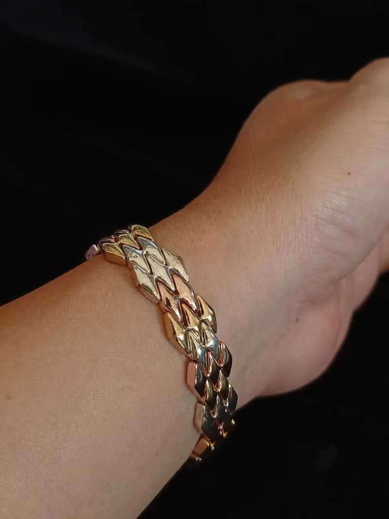 vintage jewelry NAPIER 三色金彈性手鍊