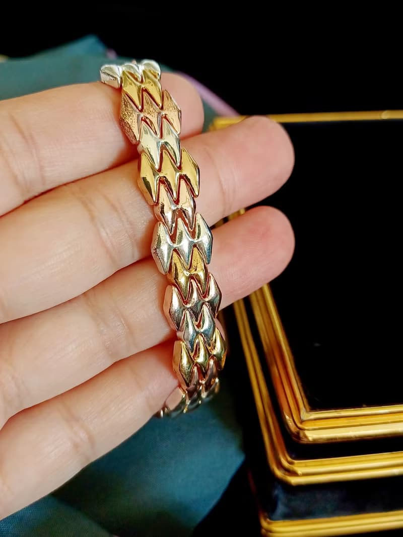 vintage jewelry NAPIER 三色金彈性手鍊