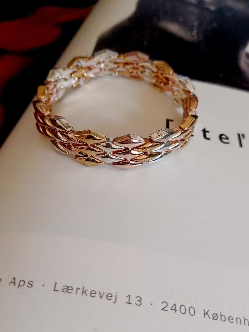 vintage jewelry NAPIER 三色金彈性手鍊