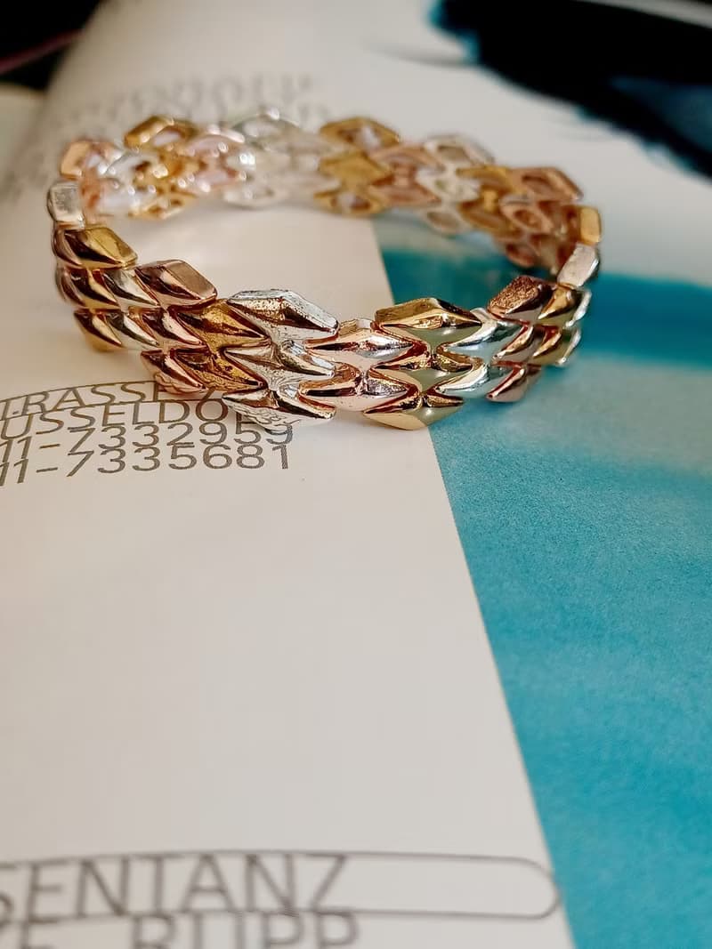 vintage jewelry NAPIER 三色金彈性手鍊