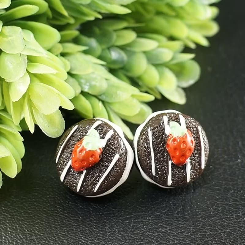 Chocolate Cake Studs Kawaii Food Dessert Stainless Steel Stud Earrings Jewelry