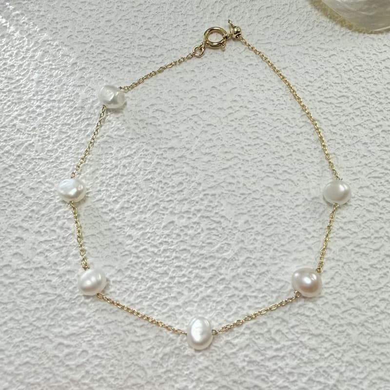 手鍊 天然巴洛克淡水珍珠14KGF滿天星手鍊 獨立手作原創飾品